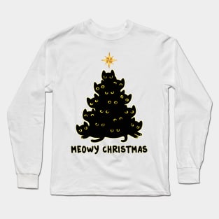 Black Cat Meowy Christmas Long Sleeve T-Shirt